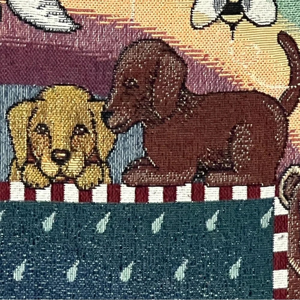 Noah’s Ark Woven Tapestry Blanket Throw by American Weavers Vintage 1990’s